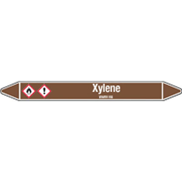 N008285 Brady White on Brown Xylene Clp Pipe Marker On Card