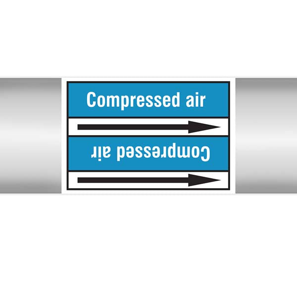 N008337 Brady White on Blue Compressed air Clp Pipe Marker On Roll