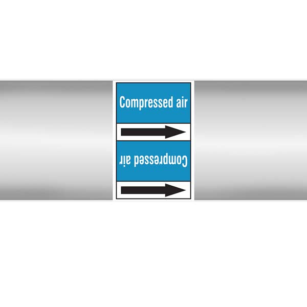 N008338 Brady White on Blue Compressed air Clp Pipe Marker On Roll