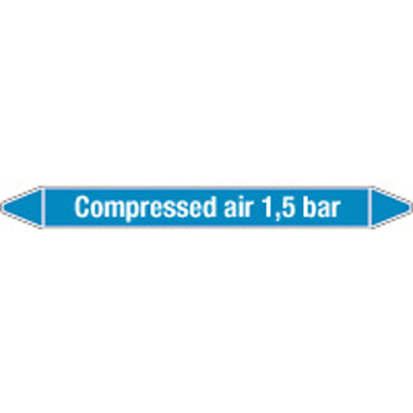 N008340 Brady White on Blue Compressed air 1.5 bar Clp Pipe Marker On Card