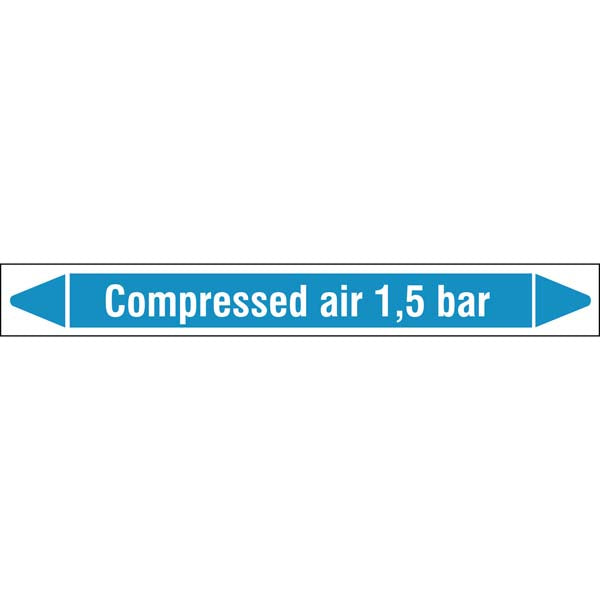 N008344 Brady White on Blue Compressed air 1.5 bar Clp Pipe Marker On Roll