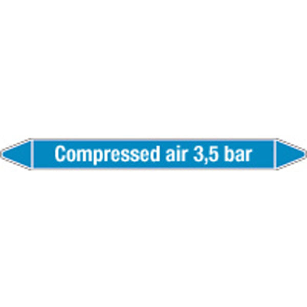N008351 Brady White on Blue Compressed air 3.5 bar Clp Pipe Marker On Card