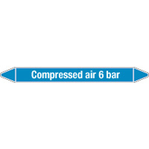 N008357 Brady White on Blue Compressed air 6 bar Clp Pipe Marker On Card