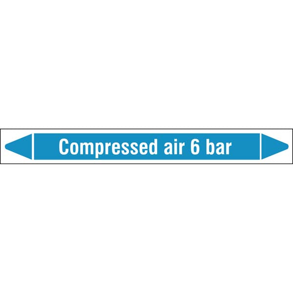 N008363 Brady White on Blue Compressed air 6 bar Clp Pipe Marker On Roll