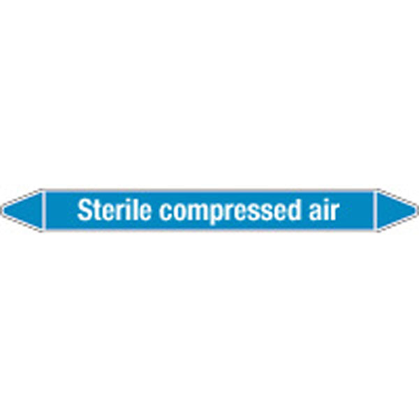 N008368 Brady White on Blue Sterile compressed air Clp Pipe Marker On Card