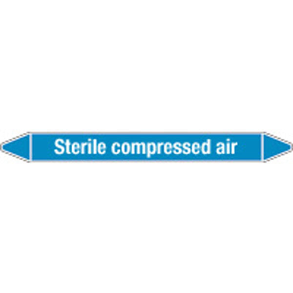 N008366 Brady White on Blue Sterile compressed air Clp Pipe Marker On Card