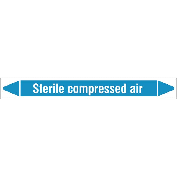 N008372 Brady White on Blue Sterile compressed air Clp Pipe Marker On Roll