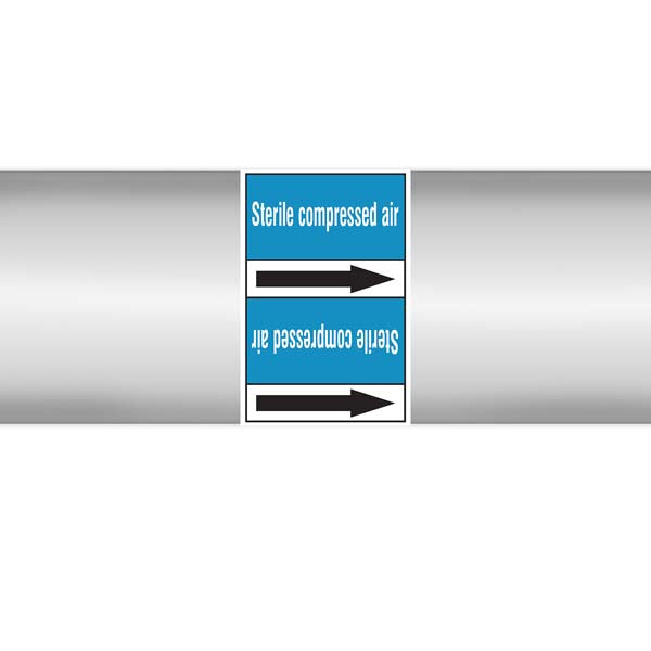 N008374 Brady White on Blue Sterile compressed air Clp Pipe Marker On Roll