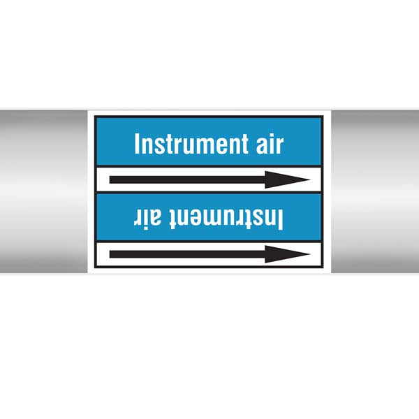 N008409 Brady White on Blue Instrument air Clp Pipe Marker On Roll