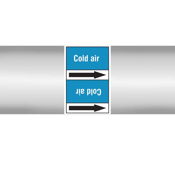 N008437 Brady White on Blue Cold air Clp Pipe Marker On Roll