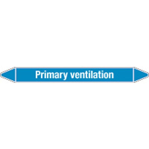 N008513 Brady White on Blue Primary ventilation Clp Pipe Marker On Card