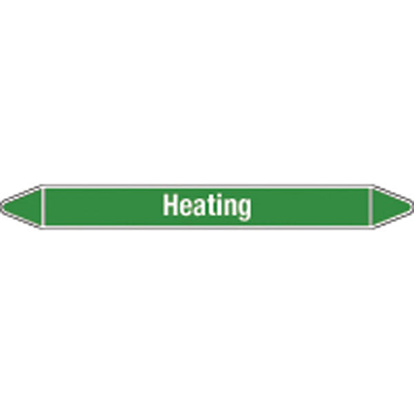 N008600 Brady White on Green Heating Clp Pipe Marker On Card