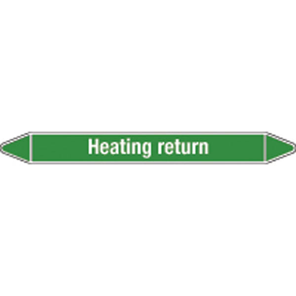 N008620 Brady White on Green Heating return Clp Pipe Marker On Card