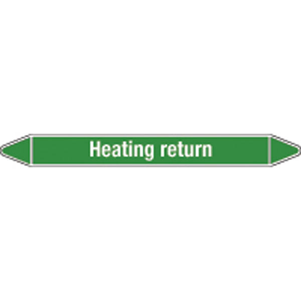 N008619 Brady White on Green Heating return Clp Pipe Marker On Card
