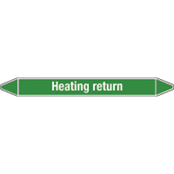 N008626 Brady White on Green Heating return Clp Pipe Marker On Roll