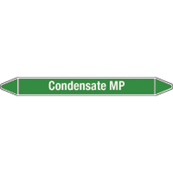 N008674 Brady White on Green Condensate MP Clp Pipe Marker On Card