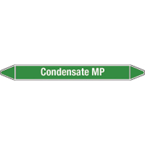 N008676 Brady White on Green Condensate MP Clp Pipe Marker On Roll
