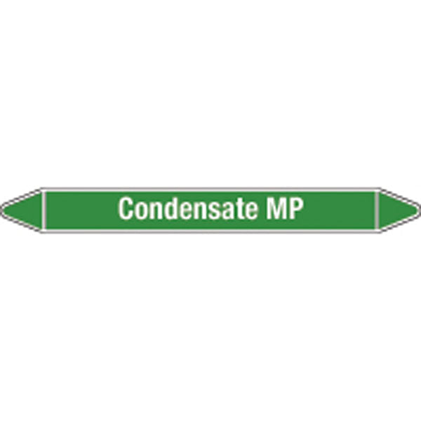 N008679 Brady White on Green Condensate MP Clp Pipe Marker On Roll