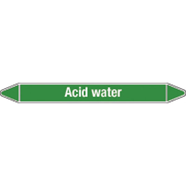 N008701 Brady White on Green Acid water Clp Pipe Marker On Card