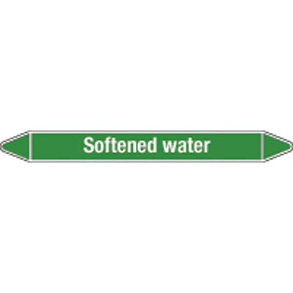 N008709 Brady White on Green Softened water Clp Pipe Marker On Card