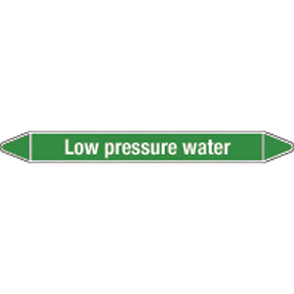 N008720 Brady White on Green Low pressure water Clp Pipe Marker On Card