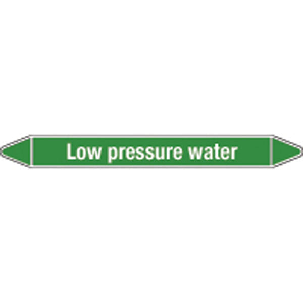 N008719 Brady White on Green Low pressure water Clp Pipe Marker On Card