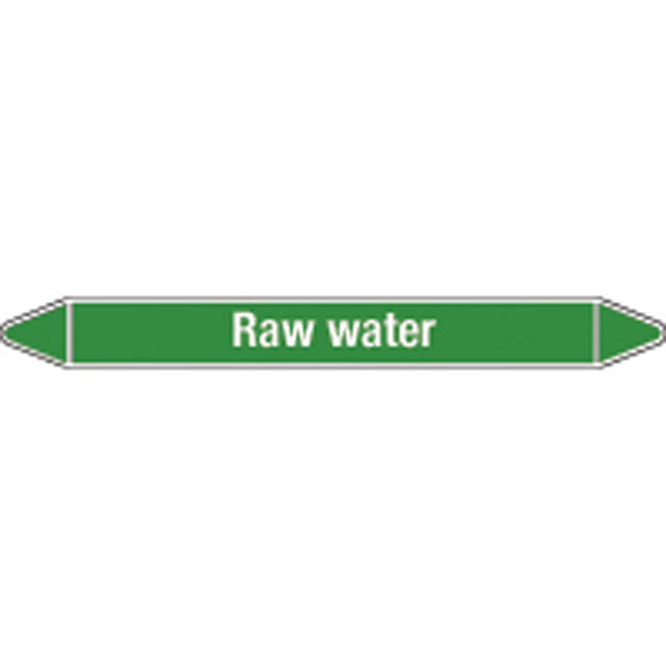 N008728 Brady White on Green Raw water Clp Pipe Marker On Card
