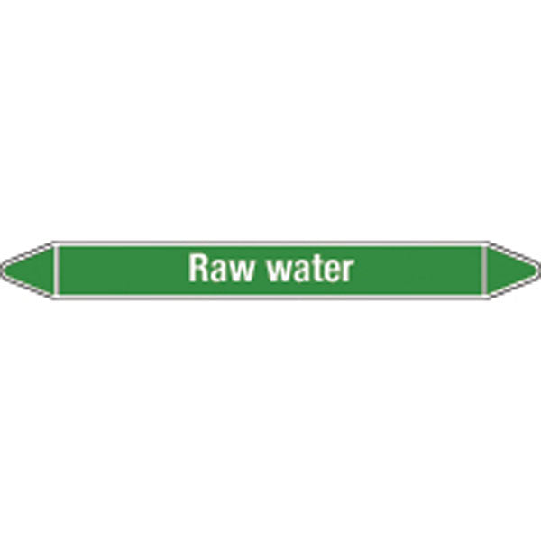 N008726 Brady White on Green Raw water Clp Pipe Marker On Card