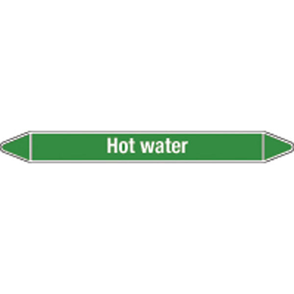 N008735 Brady White on Green Hot water Clp Pipe Marker On Card