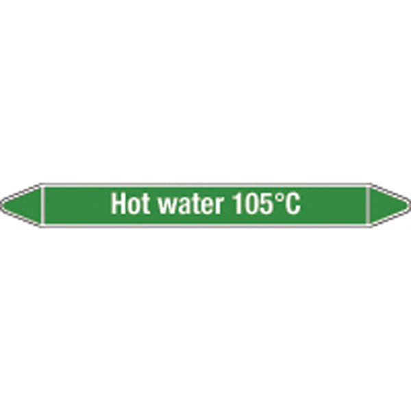 N008745 Brady White on Green Hot water 105C Clp Pipe Marker On Card