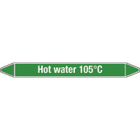 N008748 Brady White on Green Hot water 105C Clp Pipe Marker On Roll