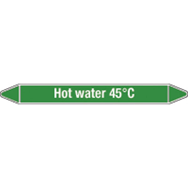 N008755 Brady White on Green Hot water 45C Clp Pipe Marker On Card