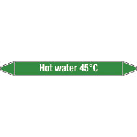 N008757 Brady White on Green Hot water 45C Clp Pipe Marker On Roll