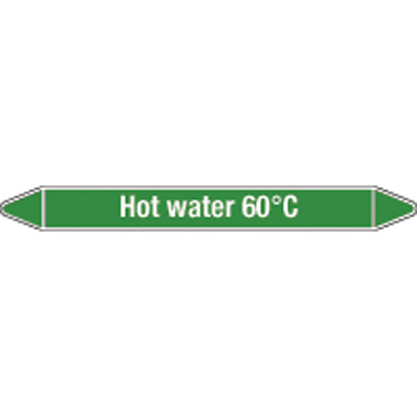 N008763 Brady White on Green Hot water 60C Clp Pipe Marker On Card
