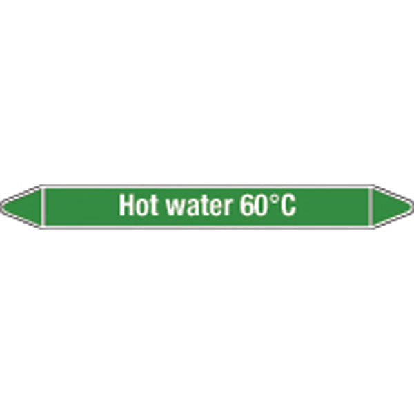 N008765 Brady White on Green Hot water 60C Clp Pipe Marker On Card