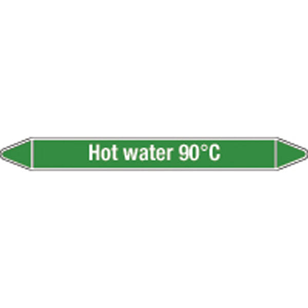 N008781 Brady White on Green Hot water 90C Clp Pipe Marker On Card