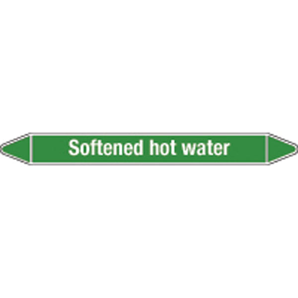 N008797 Brady White on Green Softened hot water Clp Pipe Marker On Roll