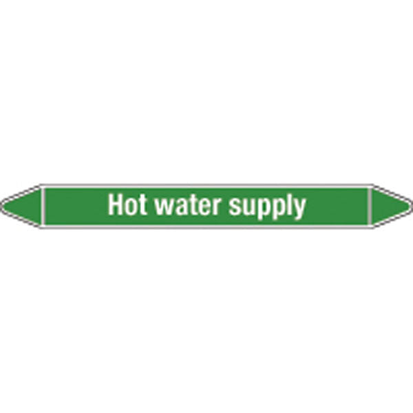 N008801 Brady White on Green Hot water supply Clp Pipe Marker On Card