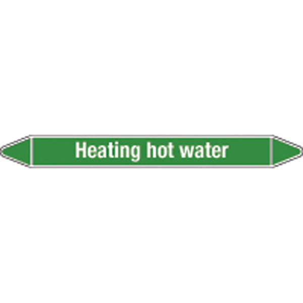N008810 Brady White on Green Heating hot water Clp Pipe Marker On Card