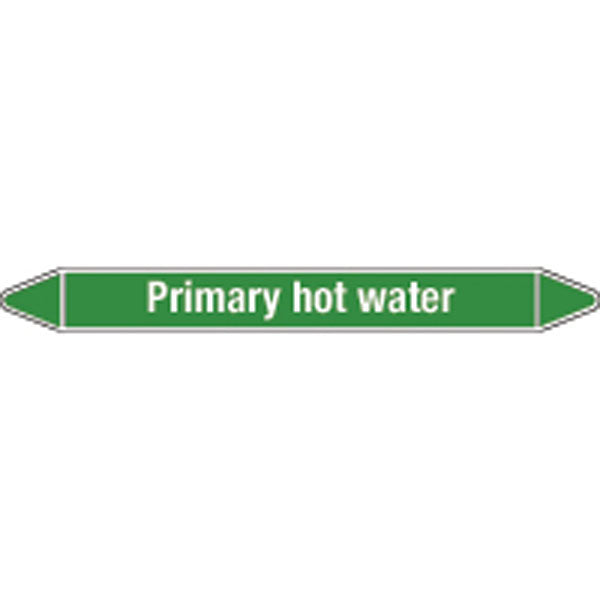 N008819 Brady White on Green Primary hot water Clp Pipe Marker On Card