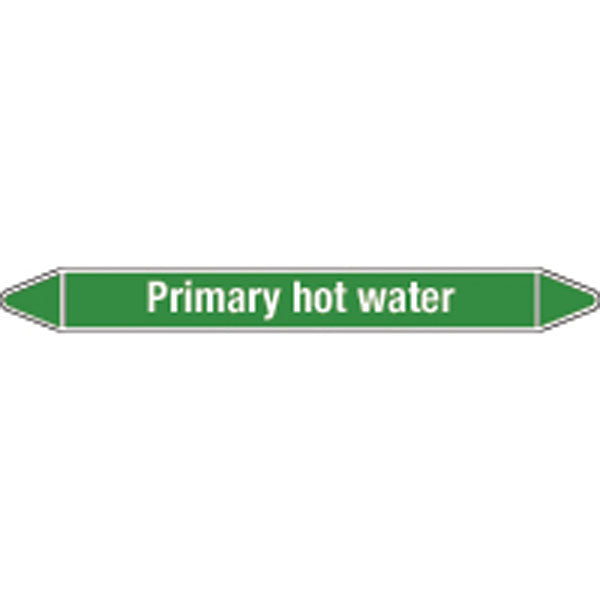 N008816 Brady White on Green Primary hot water Clp Pipe Marker On Card