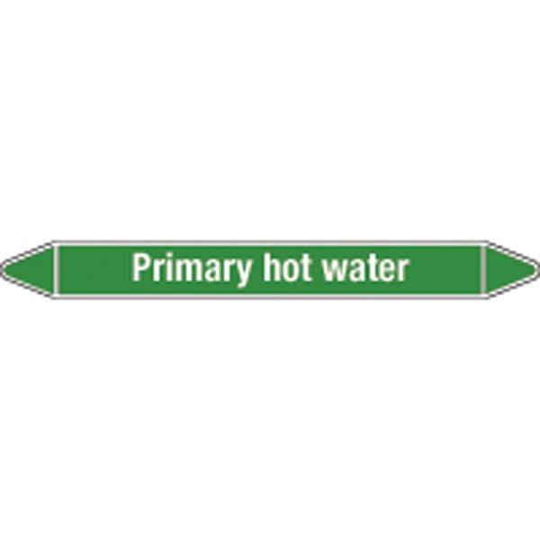 N008822 Brady White on Green Primary hot water Clp Pipe Marker On Roll