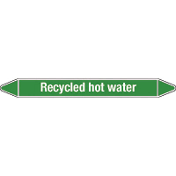 N008826 Brady White on Green Recycled hot water Clp Pipe Marker On Card