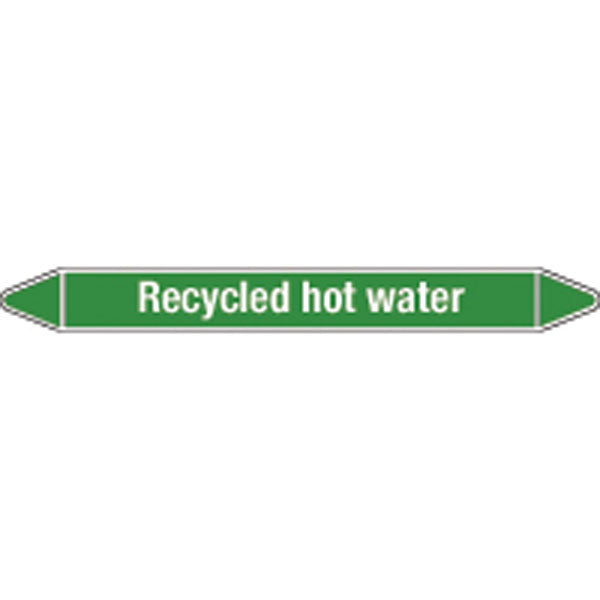 N008830 Brady White on Green Recycled hot water Clp Pipe Marker On Roll