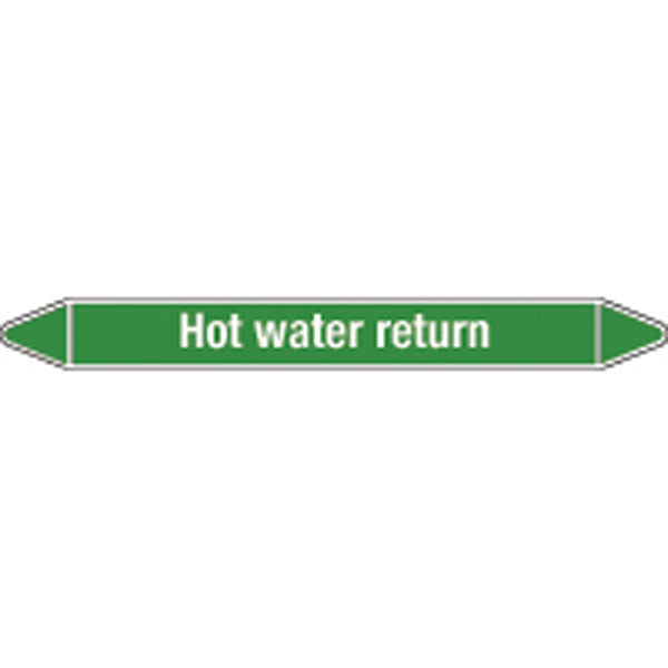 N008836 Brady White on Green Hot water return Clp Pipe Marker On Card