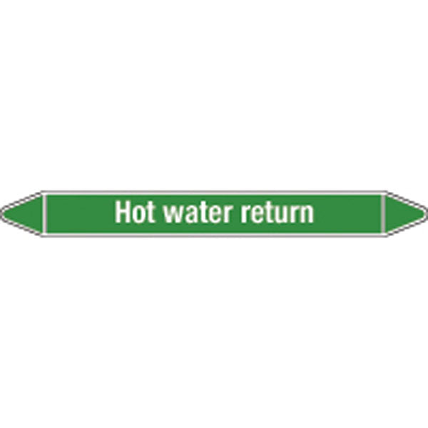 N008842 Brady White on Green Hot water return Clp Pipe Marker On Roll