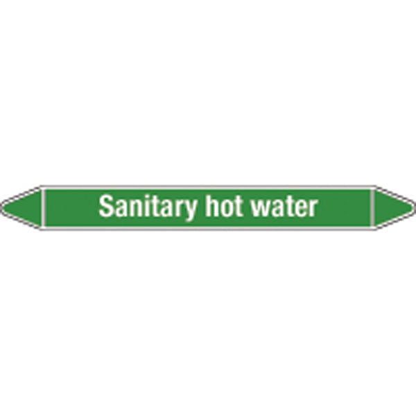 N008844 Brady White on Green Sanitary hot water Clp Pipe Marker On Card