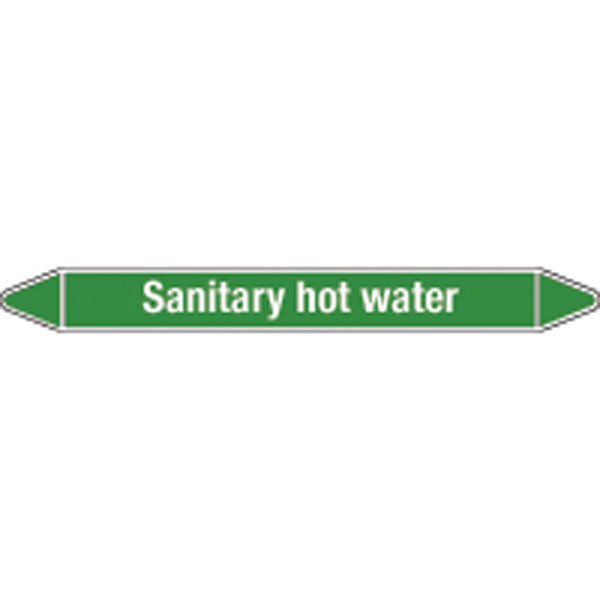 N008846 Brady White on Green Sanitary hot water Clp Pipe Marker On Card