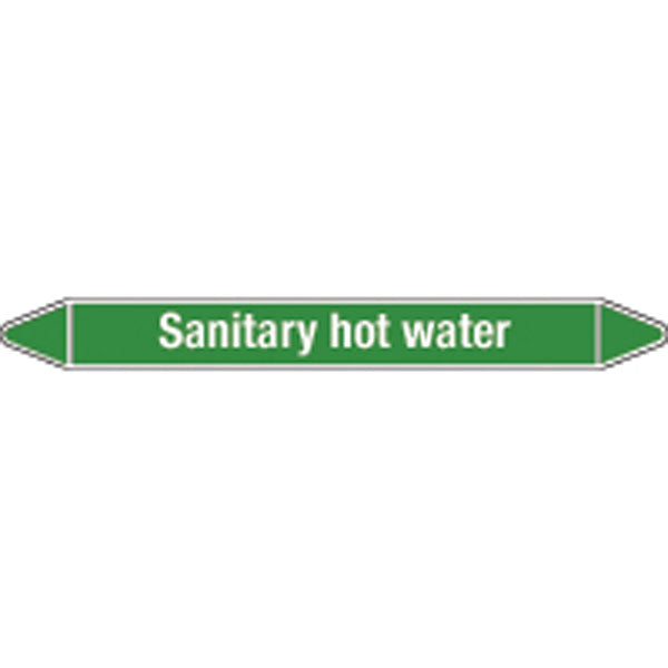 N008850 Brady White on Green Sanitary hot water Clp Pipe Marker On Roll