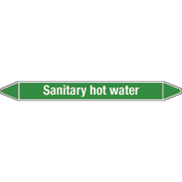 N008852 Brady White on Green Seondary hot water Clp Pipe Marker On Card